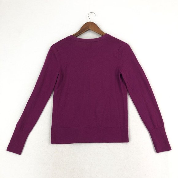 Halogen Women's Size Medium Purple 100% Merino Wool Knit V-Neck Cardigan Sweater - Picture 9 of 9